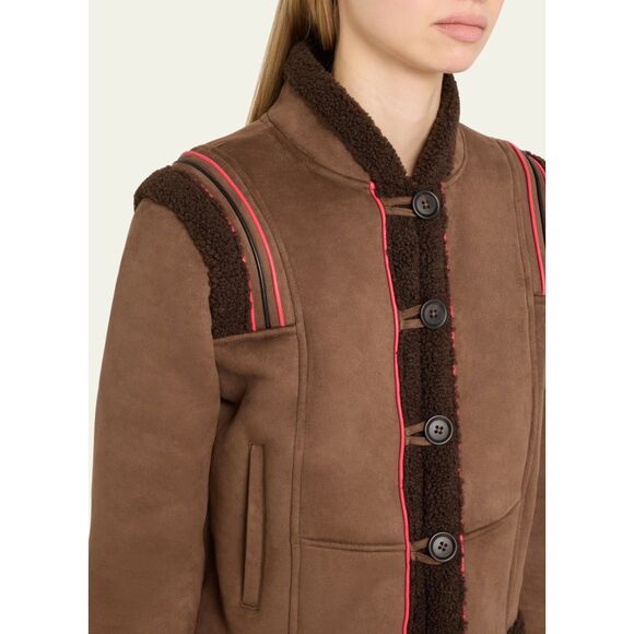 Mother The Prized Possesion Faux Suede & Faur Shearling Jacket XS NWT - Picture 4 of 7